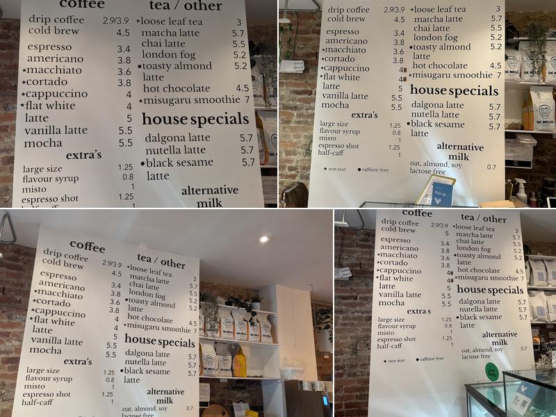 Forget Me Not Coffee Menu