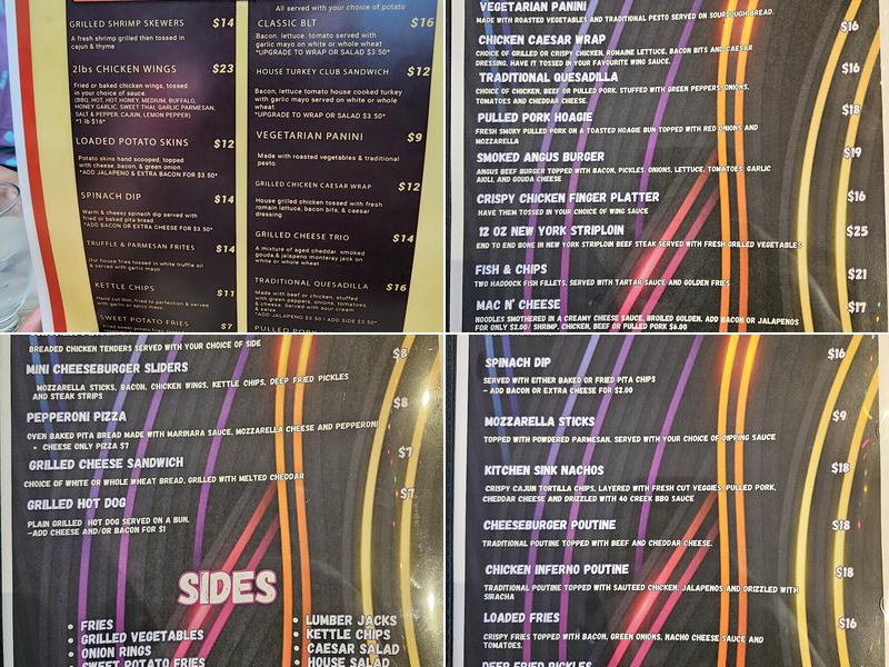 Ashes Family Restaurant and Arcade Menu