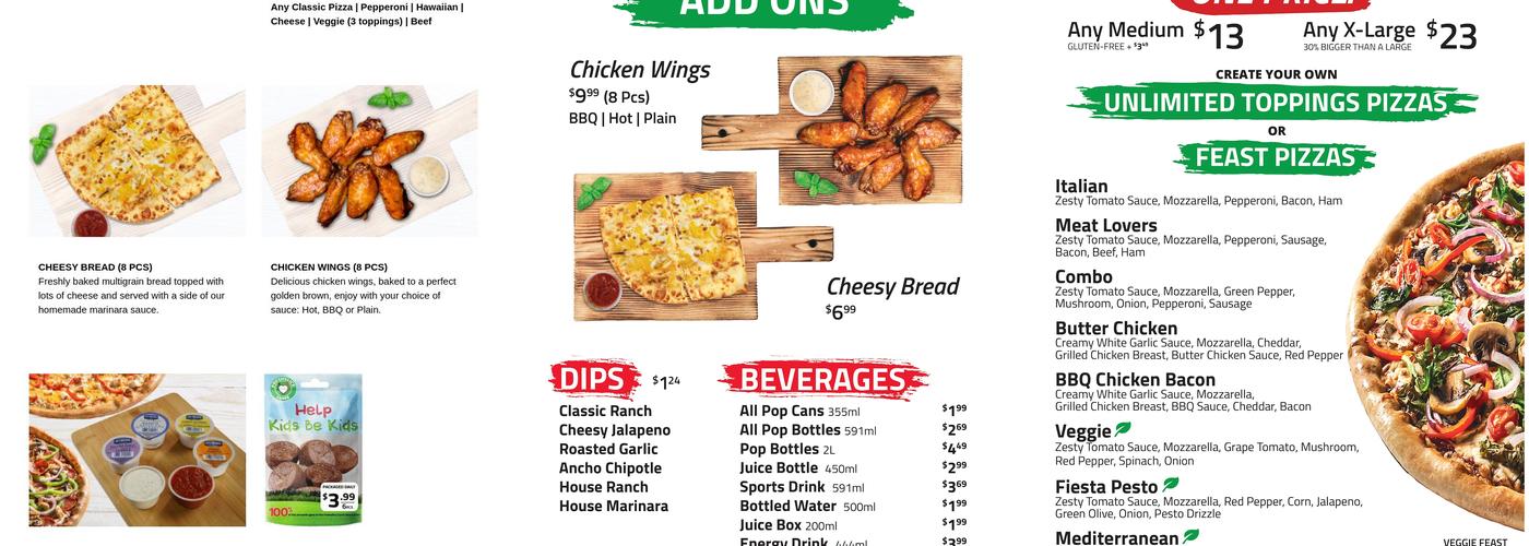 Freshslice Pizza Menu