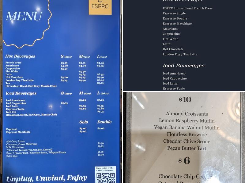 ESPRO Coffee Bar Menu