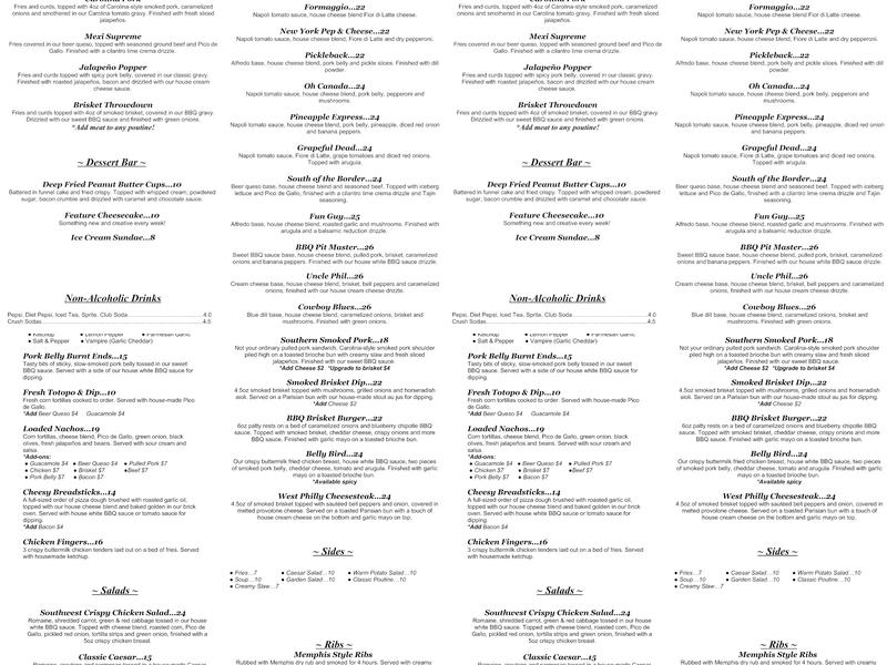 Embers Brewhouse Menu