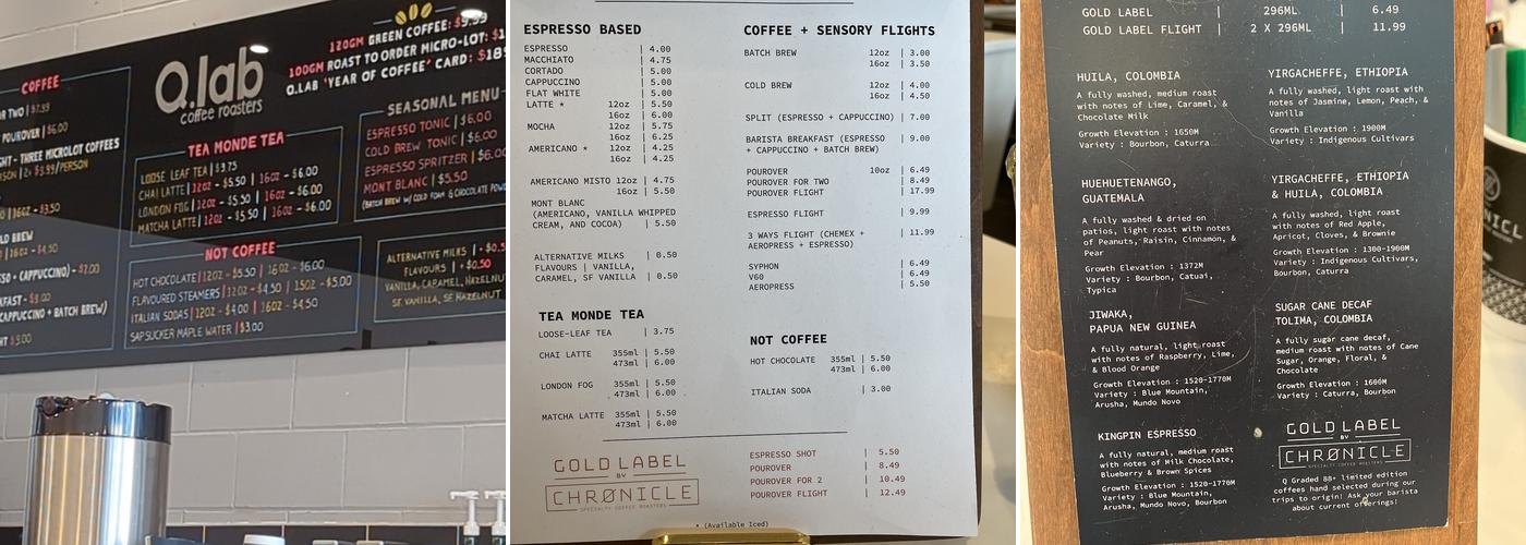 Qlab by Chronicle Coffee Roasters Menu