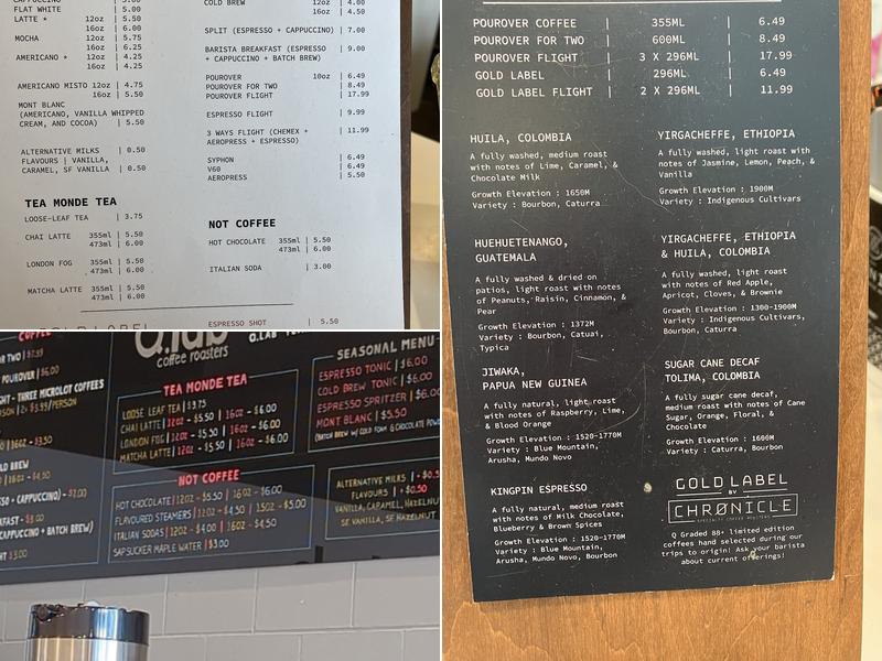 Qlab by Chronicle Coffee Roasters Menu