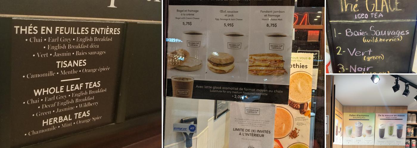 Second Cup Café Menu