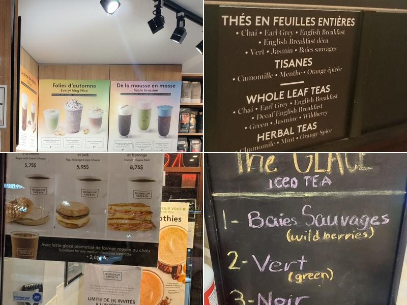 Second Cup Café Menu