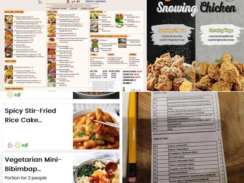 Mon Ami St-Laurent Menu