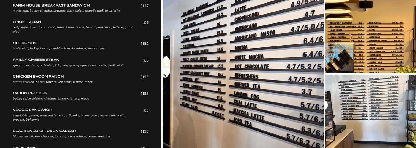 Alenn Sandwich and Coffee Menu