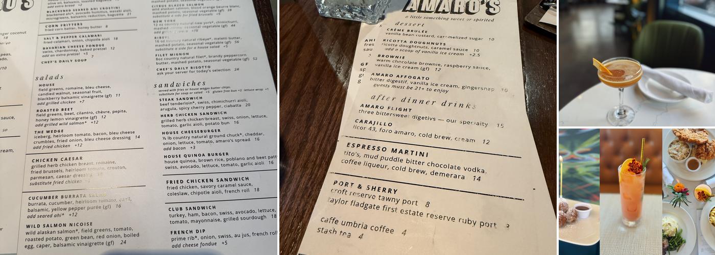 Amaro’s Table Castle Rock Menu