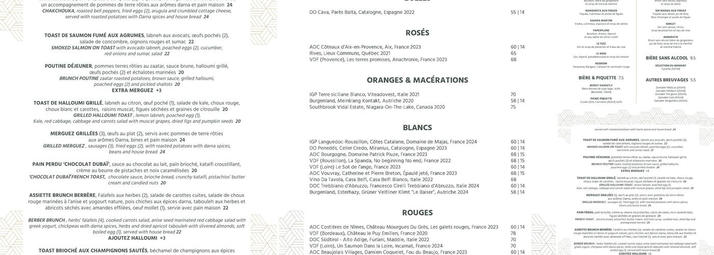 Darna Bistroquet Menu