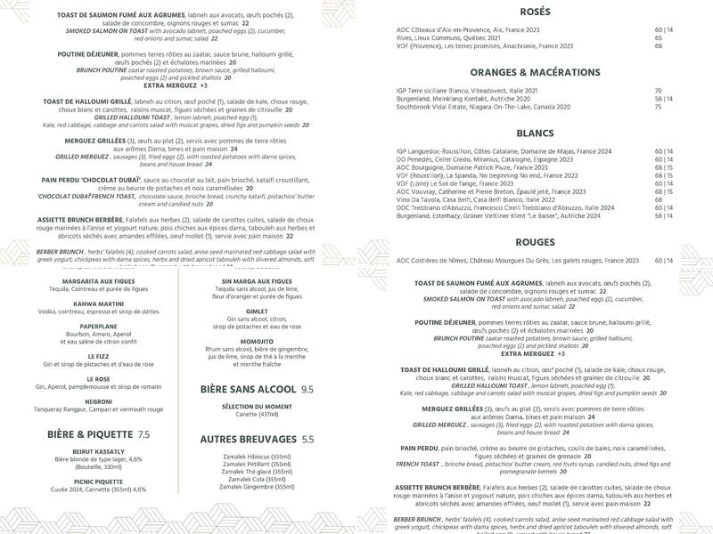 Darna Bistroquet Menu