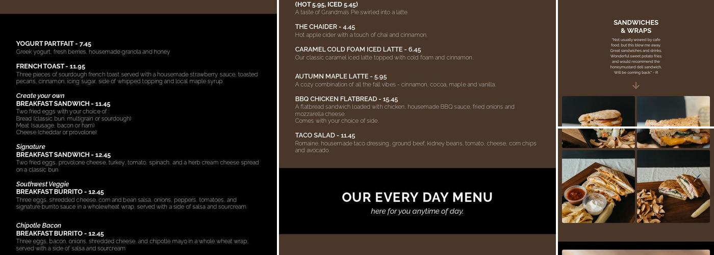 Covenant Cafe Menu