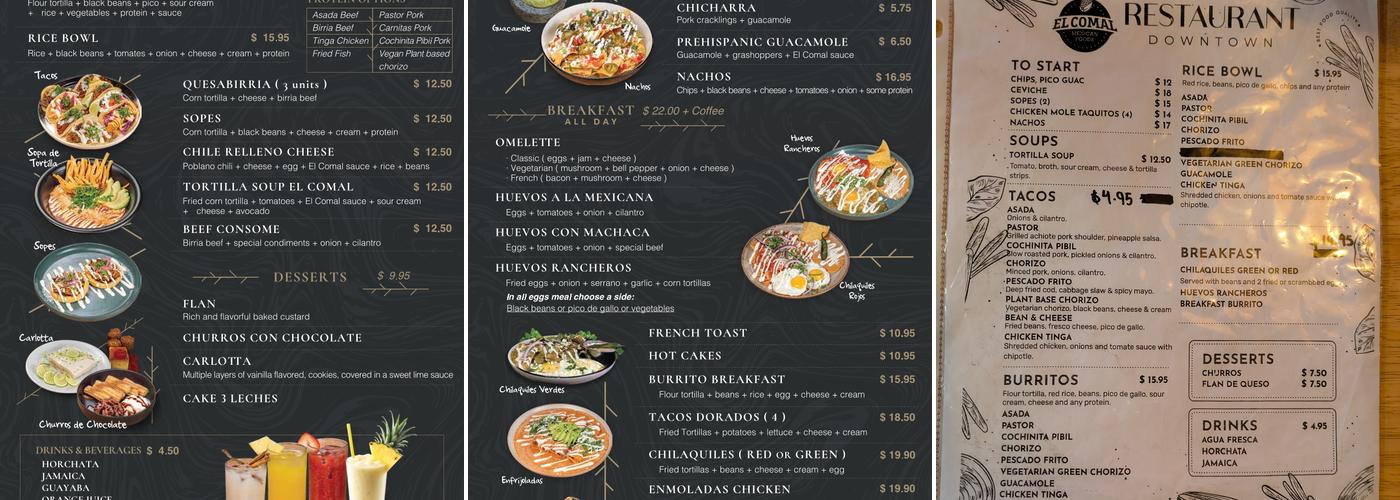 El Comal Downtown Menu