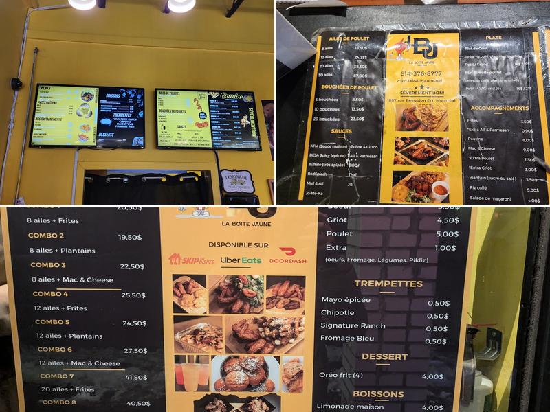 La Boîte Jaune Menu