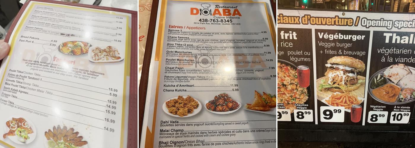 Doaba indian cuisine Menu