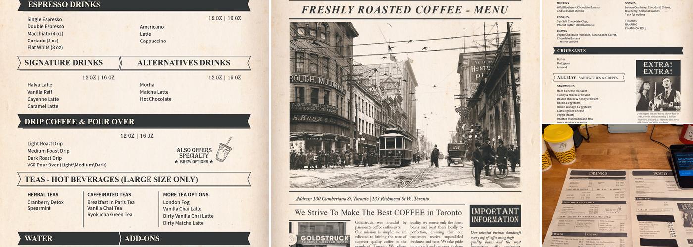 Goldstruck Coffee Menu