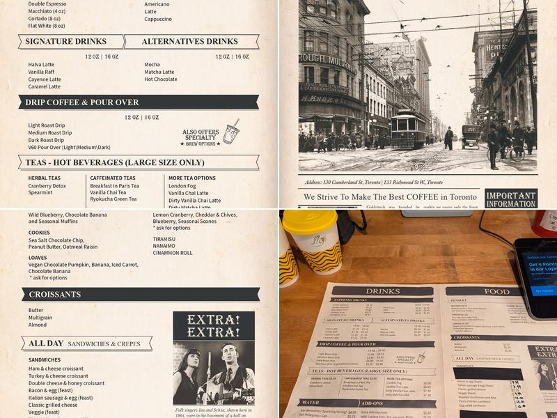 Goldstruck Coffee Menu