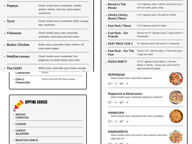 Fast Fired Pizza Menu