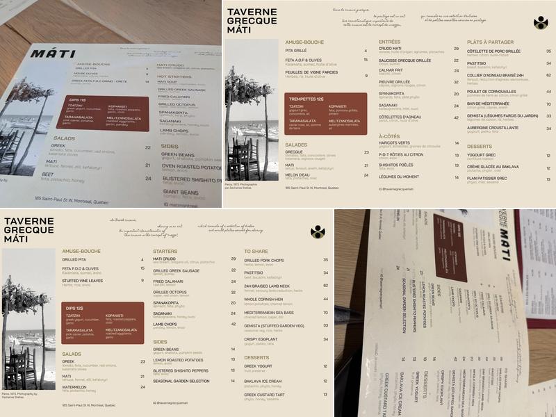 Taverne Grecque Máti Menu