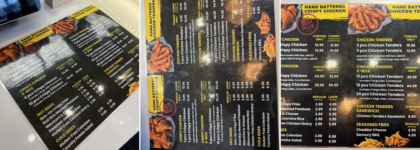 Kukuruku Crispy Chicken Northland YYC Menu