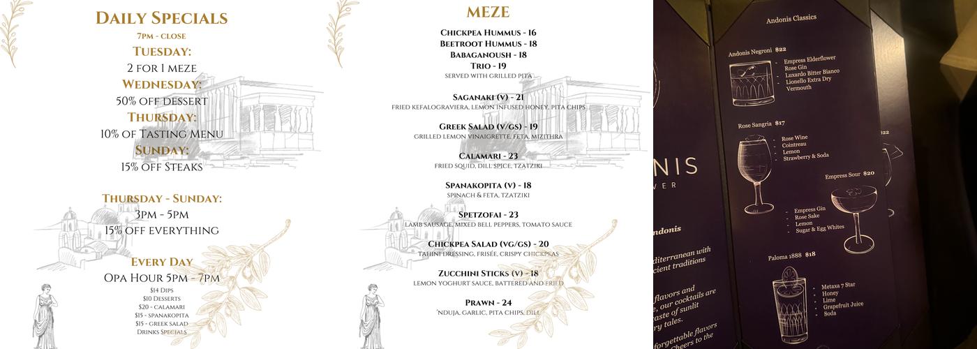 Andonis Vancouver Menu