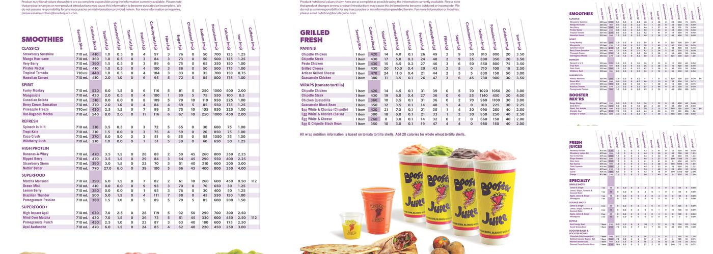 Booster Juice Menu