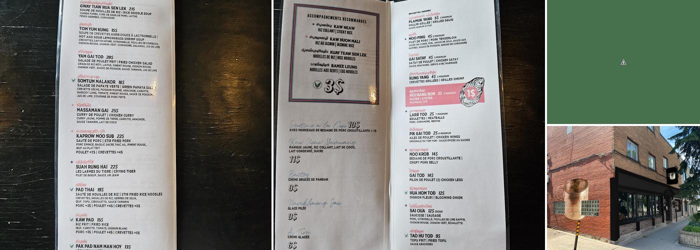 CUP Restaurant Thaïlandais Menu