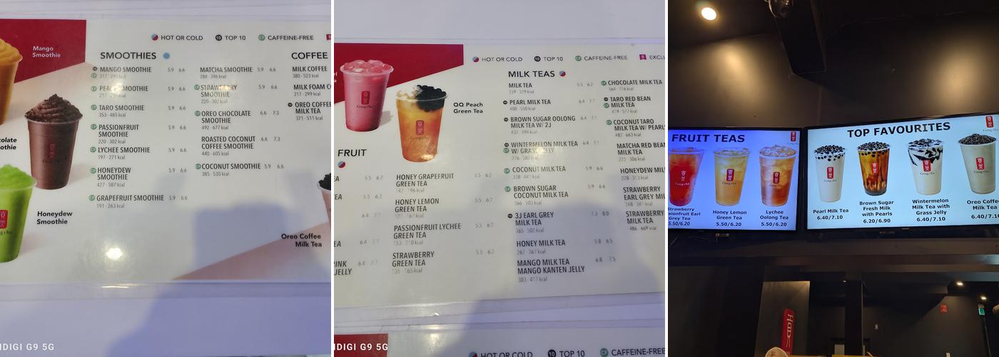 Gong cha Menu