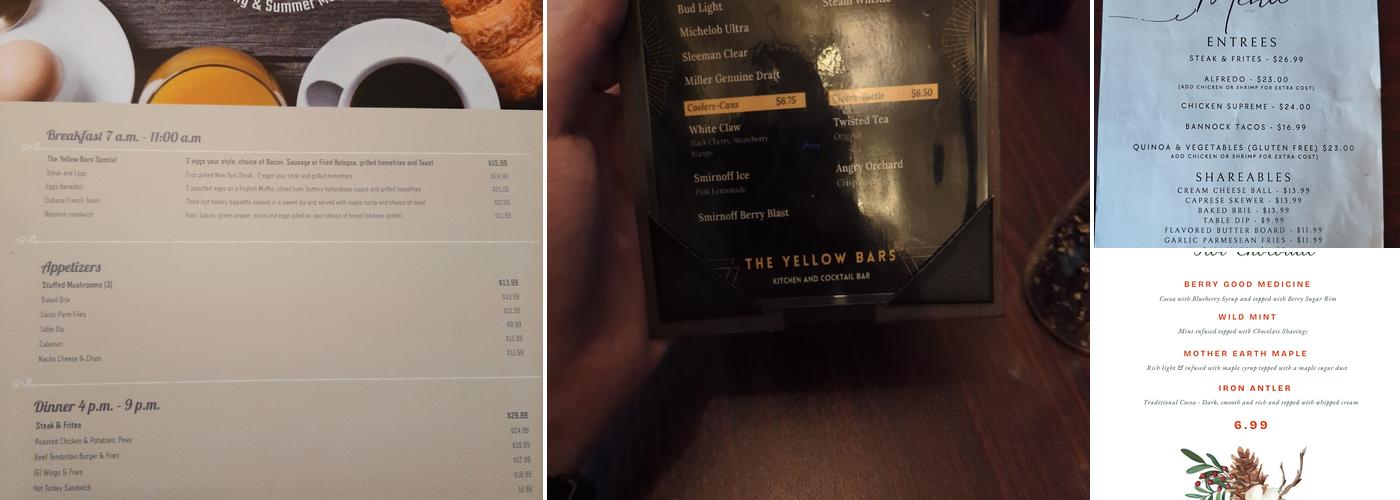 The Yellow Bars Menu