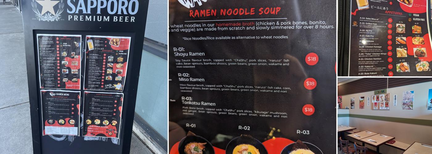 Wa-Ku North Ramen Izakaya Menu