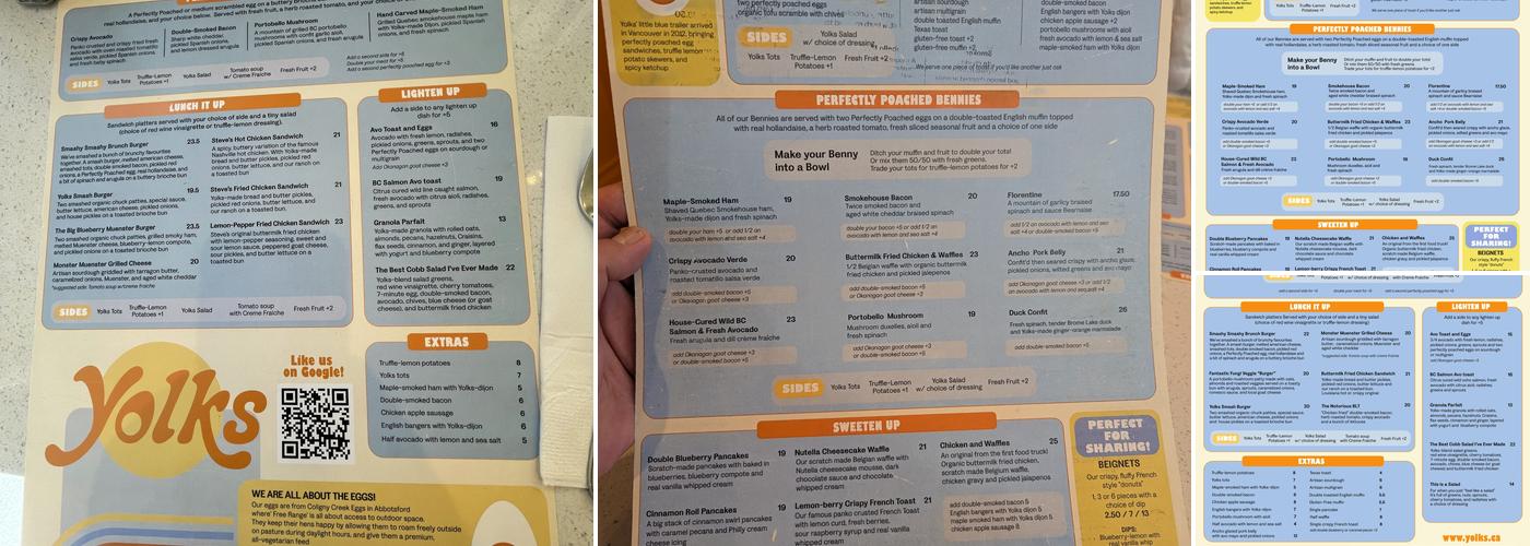 Yolks Menu