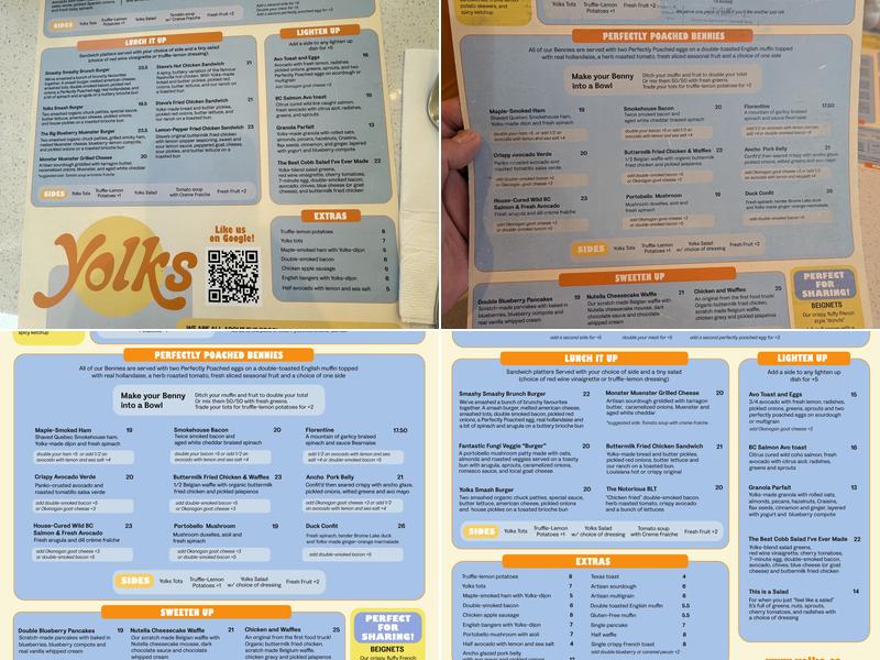 Yolks Menu