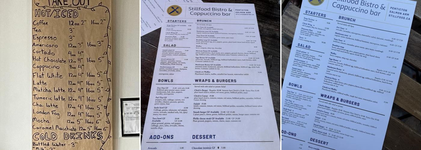 Stillfood Bistro & Cappuccino Bar Menu