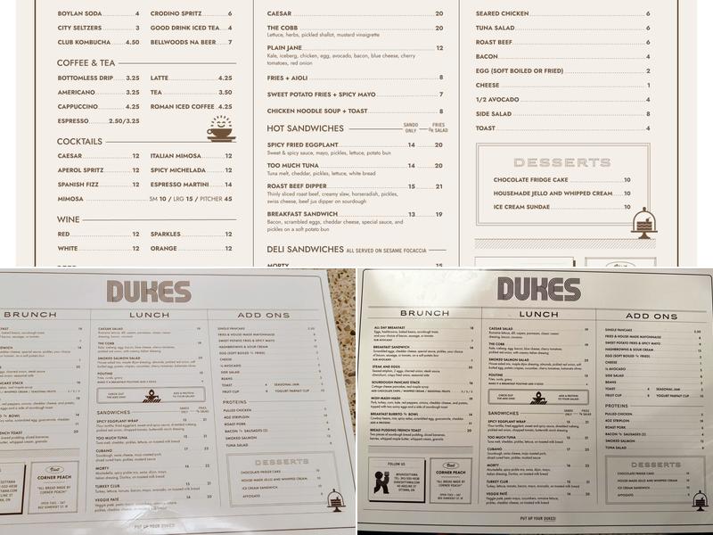 DUKES Ottawa Menu