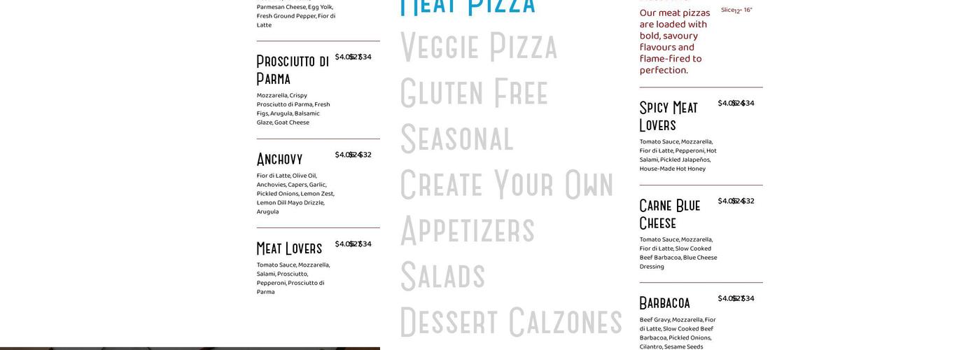 Bless'd Sips & Slices Menu