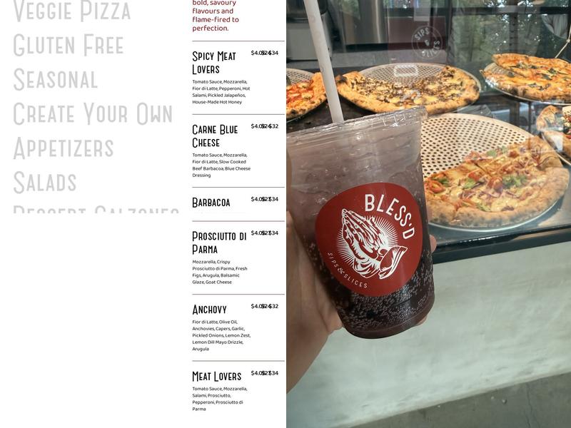 Bless'd Sips & Slices Menu