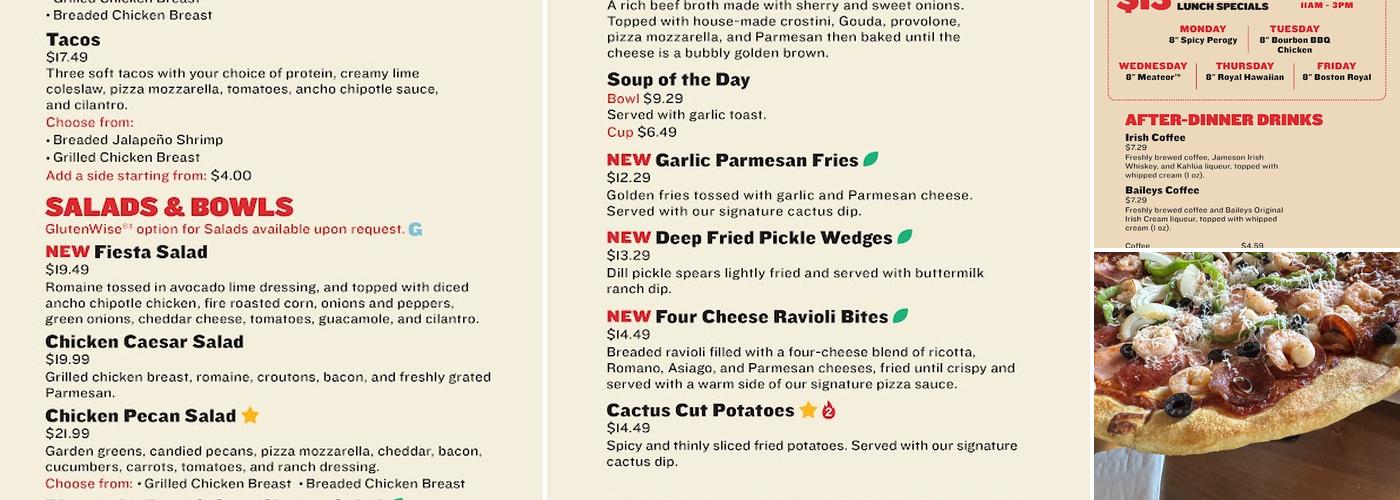 Boston Pizza Menu