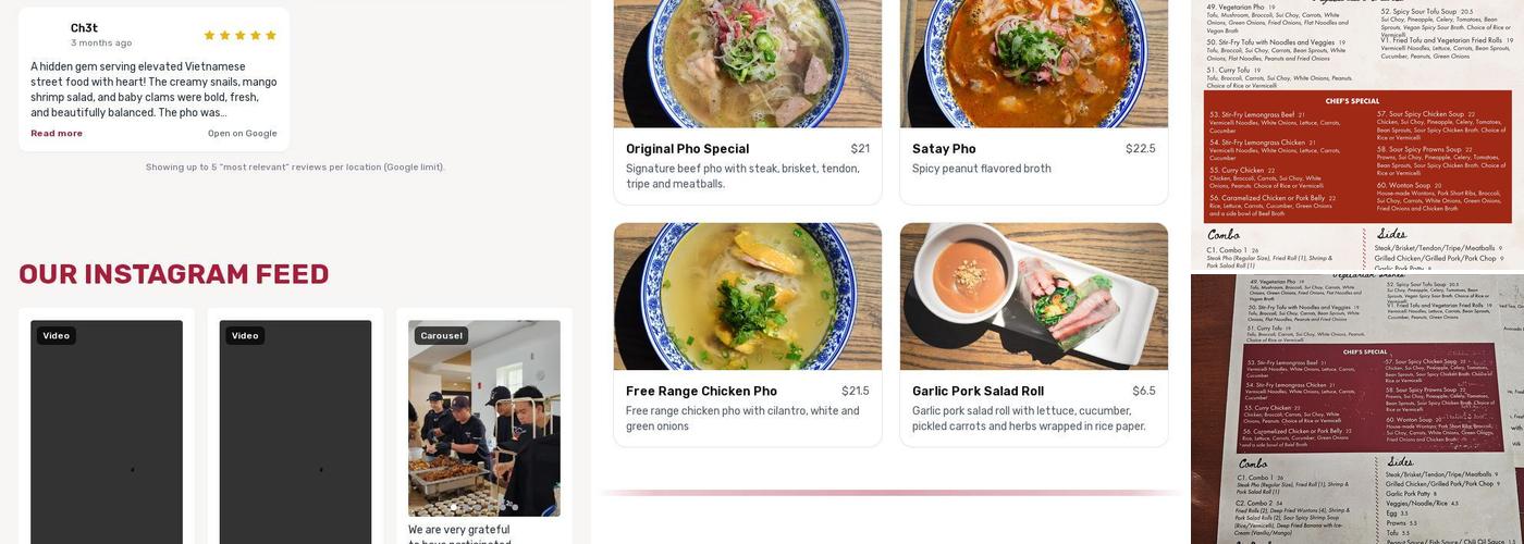 Original Pho Eatery - Downtown Victoria Menu