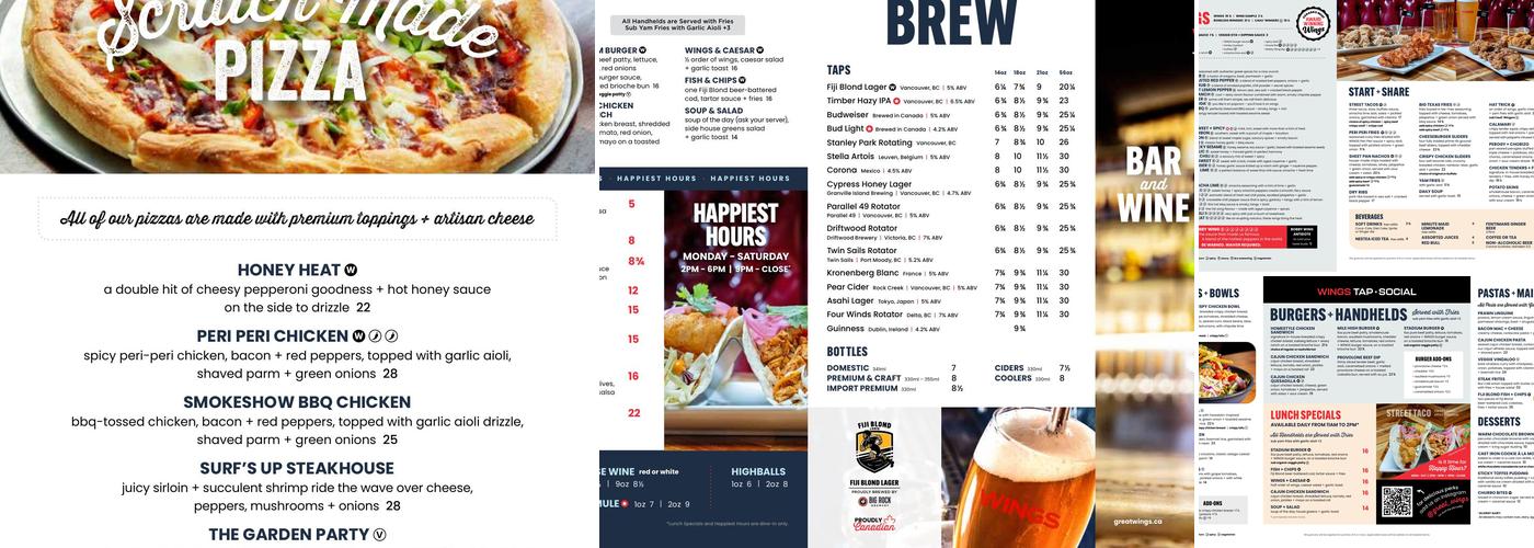 WINGS Tap & Social Menu