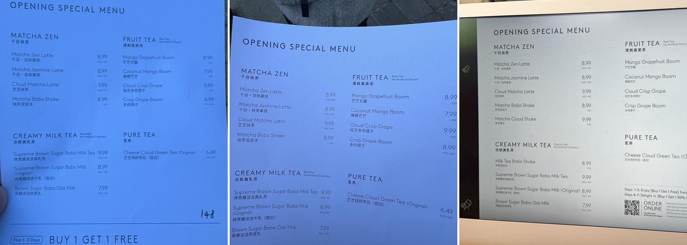 HEYTEA (Richmond Capstan Way) Menu