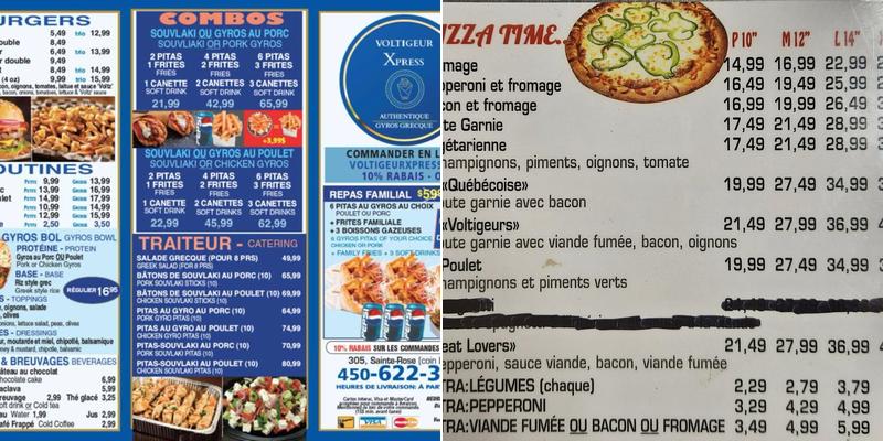 VoltigeurXpress Menu