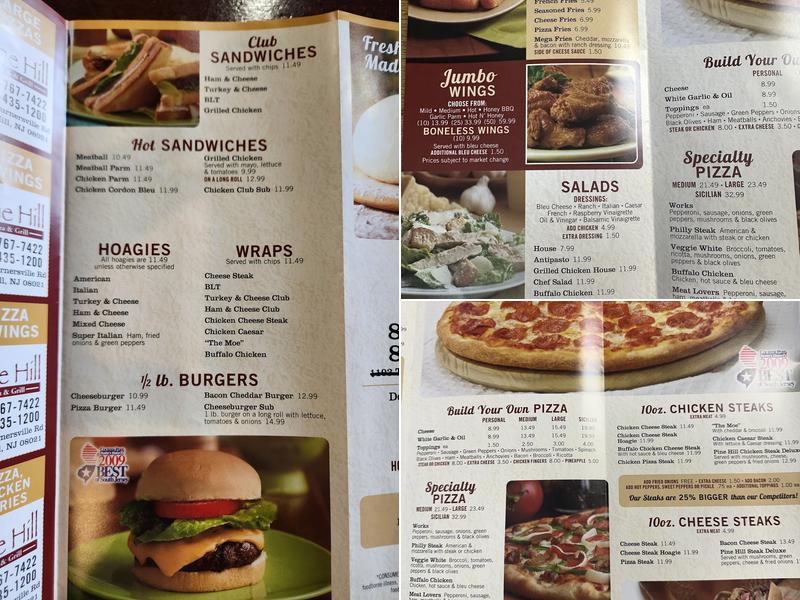 Pine Hill Pizza Menu