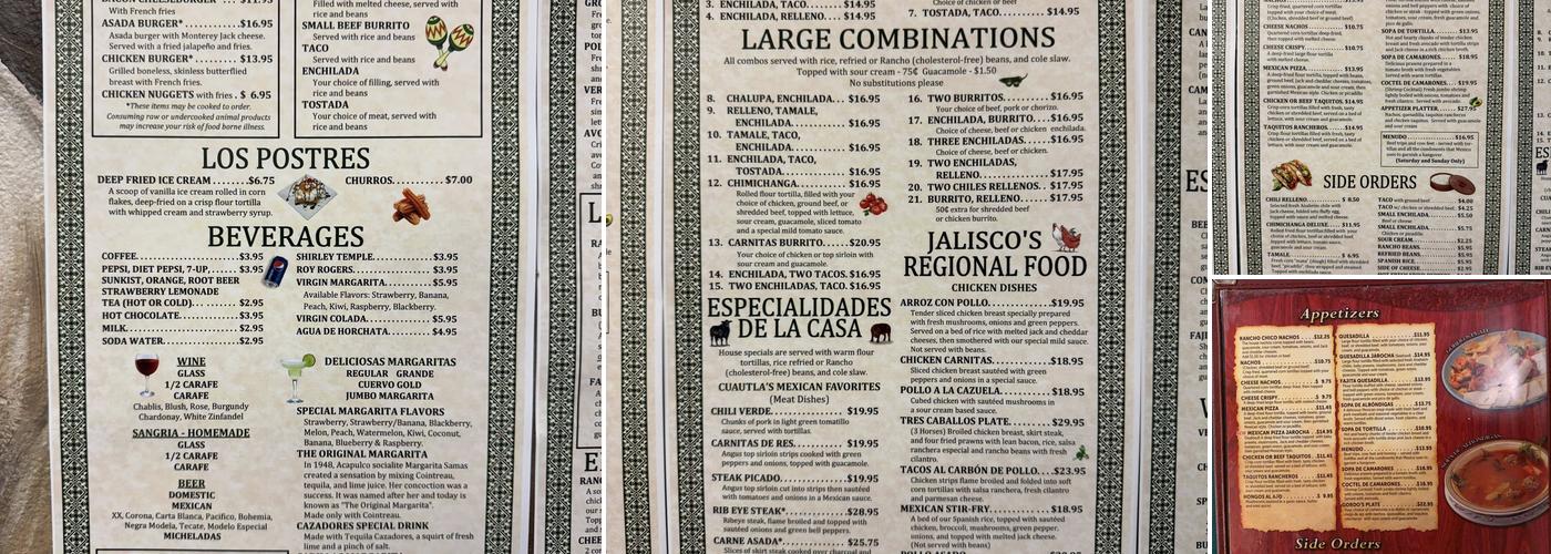 El Ranchero Chido Menu