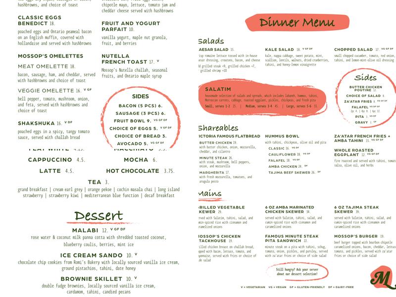 Mossop's Social House Menu