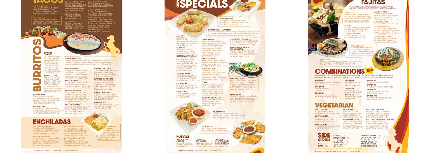 Mi Rancho Mexican Restaurant Menu