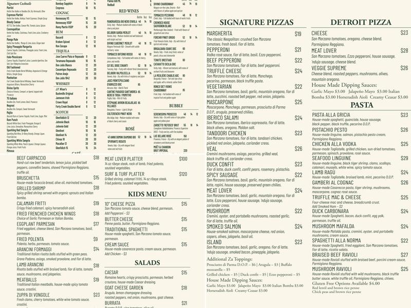 DiVino Pizzeria & Bar Menu