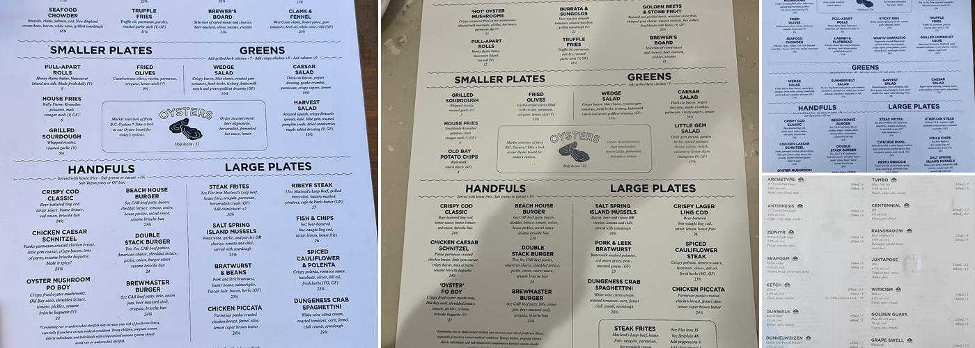 Four Winds Beach House & Brewery Menu
