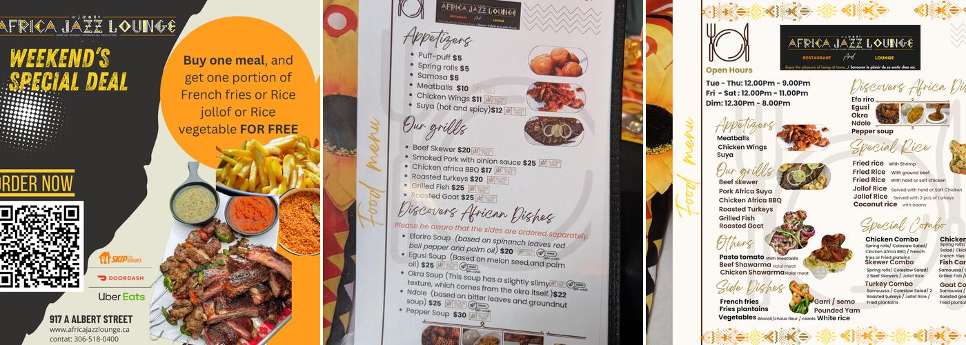 Africa Jazz Lounge Menu