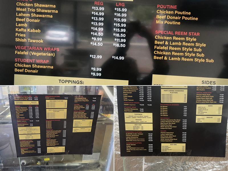 Reem star shawarma Menu