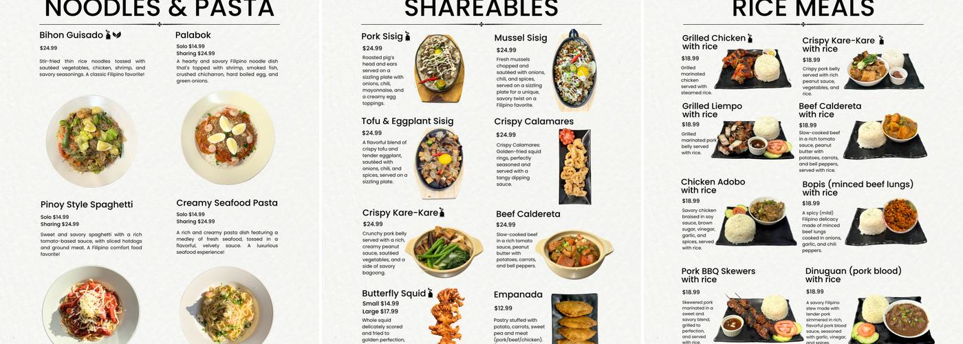 Kimshaker Resto: Modern Filipino Cuisine Menu