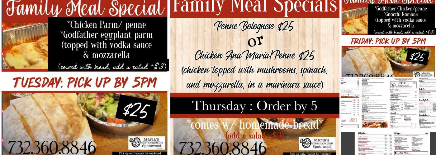 Maria's Pizza Spotswood Menu